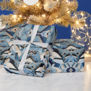 Shades Of Blue Broken Marbles Wrapping Paper