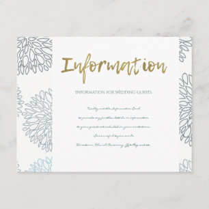 SHADES OF BLUE DAHLIA FLORAL PATTERN INFORMATION ENCLOSURE CARD