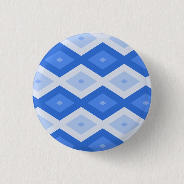 Shades of blue diamond pattern 1 inch round button (Front)