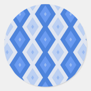 Shades of blue diamond pattern classic round sticker