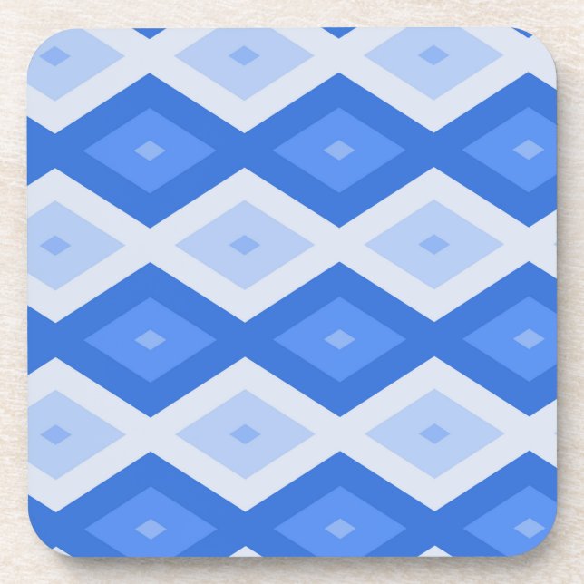 Shades of blue diamond pattern coaster (Front)