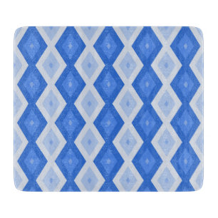 Shades of blue diamond pattern cutting board