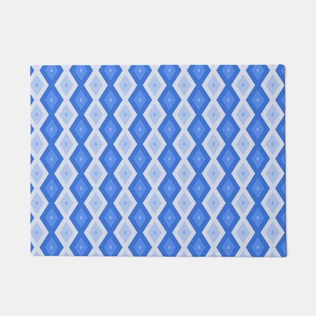 Shades of blue diamond pattern doormat (Front)
