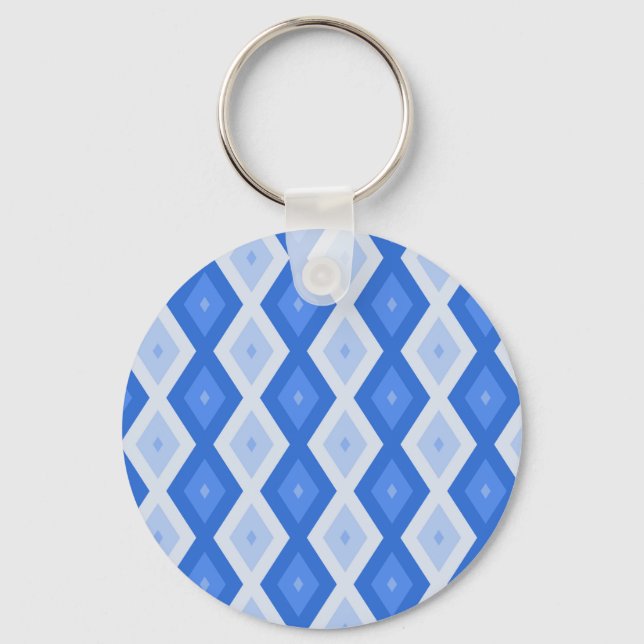 Shades of blue diamond pattern keychain (Front)