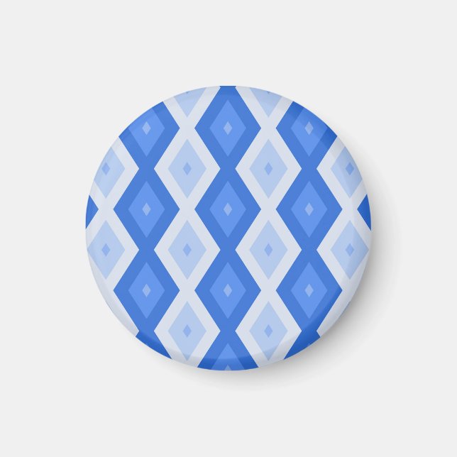 Shades of blue diamond pattern magnet (Front)
