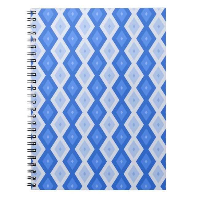 Shades of blue diamond pattern notebook (Front)
