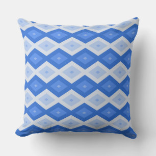 Shades of blue diamond pattern throw pillow