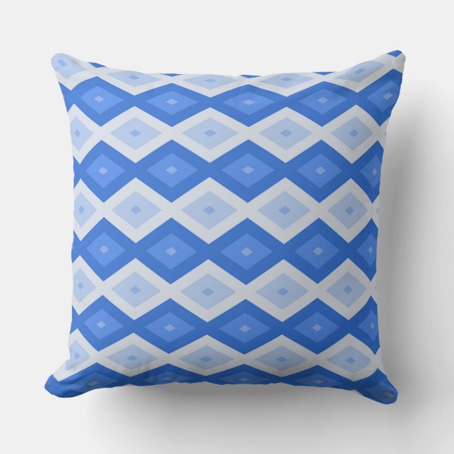 Shades of blue diamond pattern throw pillow (Front)