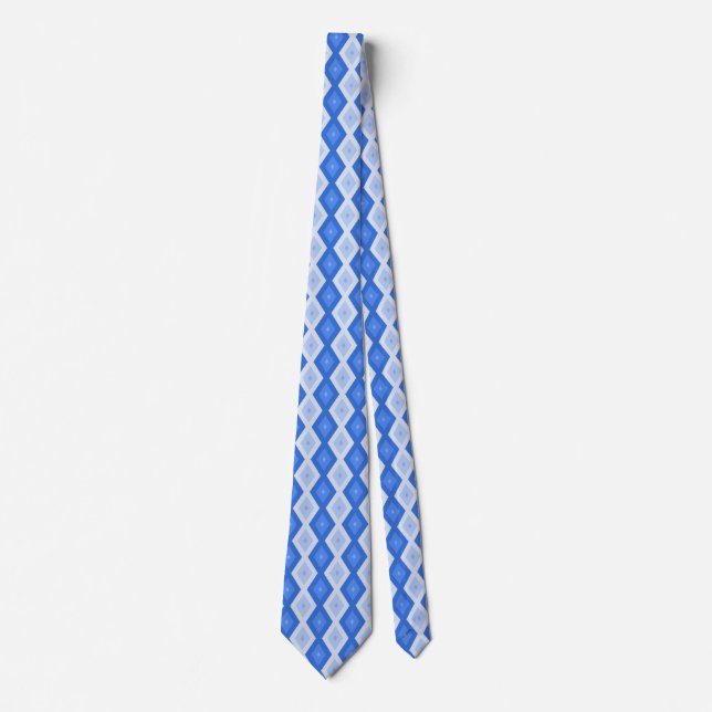 Shades of blue diamond pattern tie (Front)