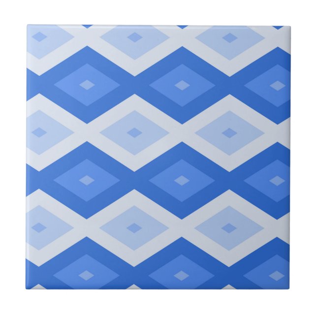 Shades of blue diamond pattern tile (Front)