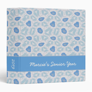 Shades of Blue Floral Retro Abstract Pattern Binder