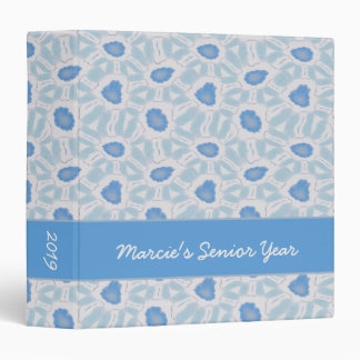 Shades of Blue Floral Retro Abstract Pattern Binder
