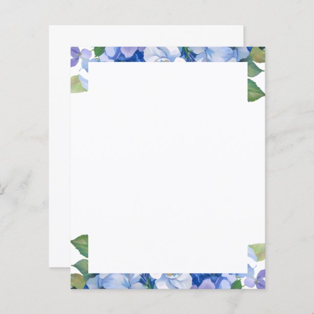 Shades of Blue Florals Letterhead (Front/Back)
