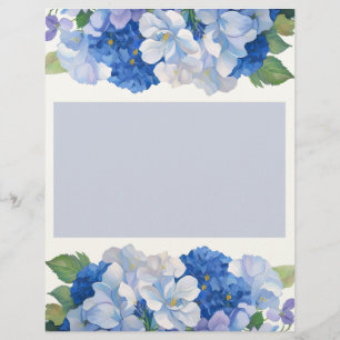Shades of Blue Flowers Letterhead