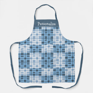 Shades of Blue Geometric Pattern Personalized Apron