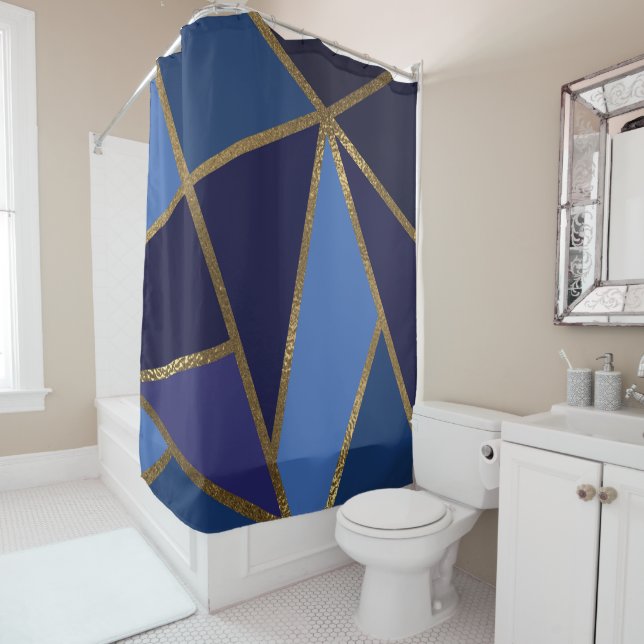 Shades of Blue & Gold Bronze Geometric Chic (In Situ)