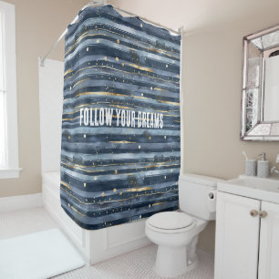 Shades of Blue Gold Stripes Dots Dreams