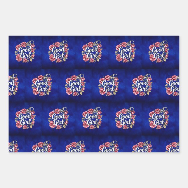 Shades of Blue Good Girl Morally Grey Wrapping  Wrapping Paper Sheet (Front)