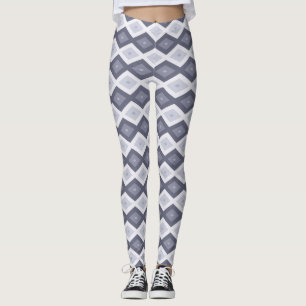 Shades of blue gray diamond pattern leggings