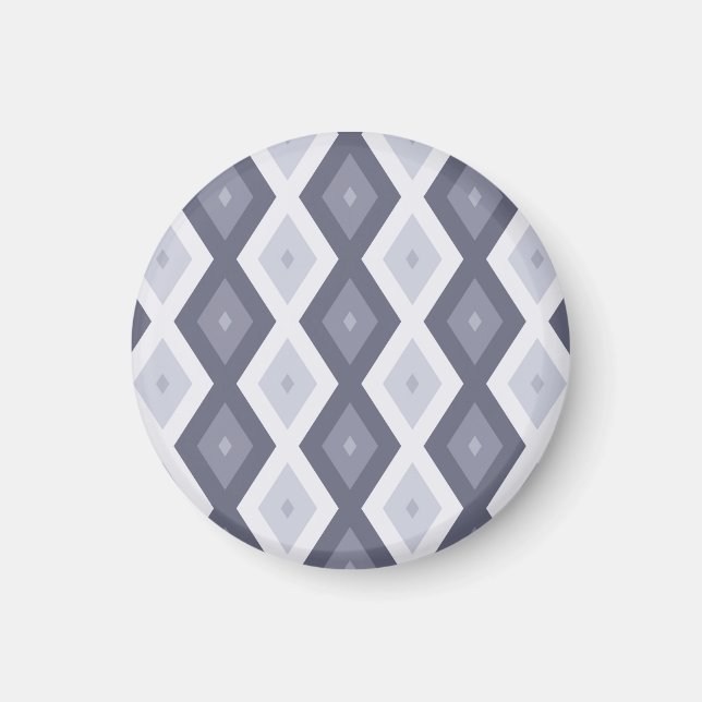 Shades of blue gray diamond pattern magnet (Front)