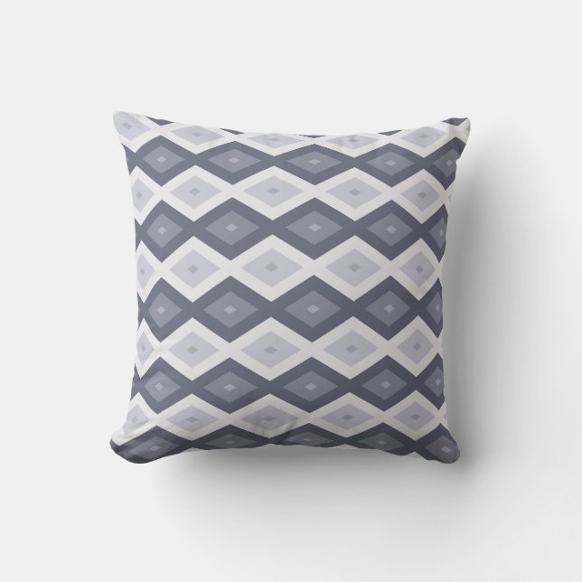 Shades of blue gray diamond pattern throw pillow (Front)