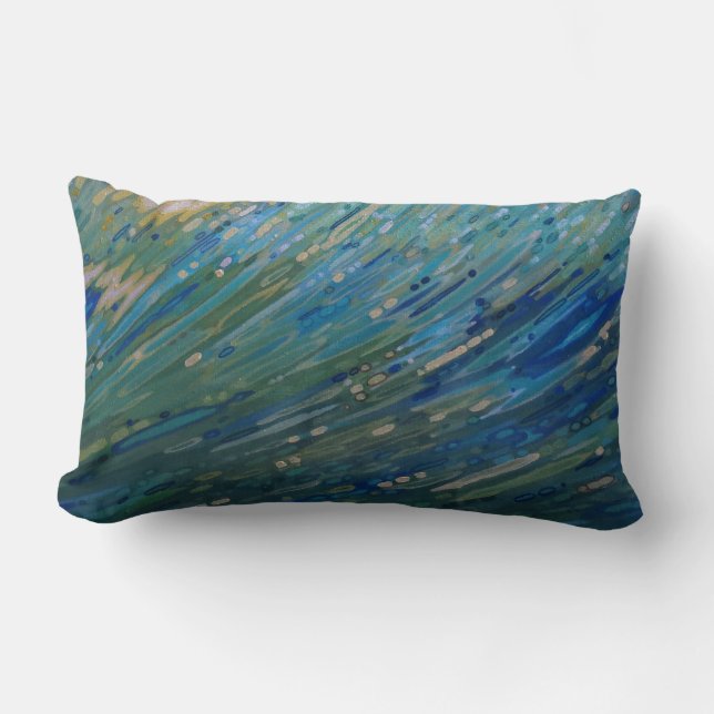 Shades of Blue & Green Coastal Wave Pillow by Juul (Front)