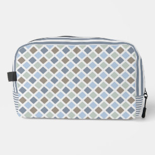 SHADES OF BLUE GREEN & GRAY PLAID PATTERN DOPP KIT