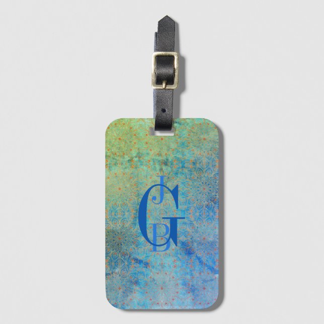 Shades of Blue Green Ombre Luggage Tag (Front Vertical)