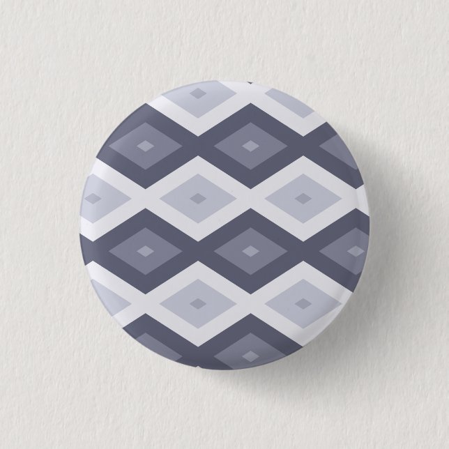 Shades of blue grey diamond pattern 1 inch round button (Front)