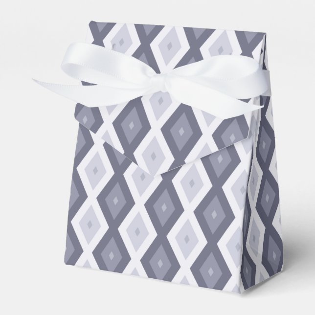 Shades of blue grey diamond pattern favor box (Front Side)