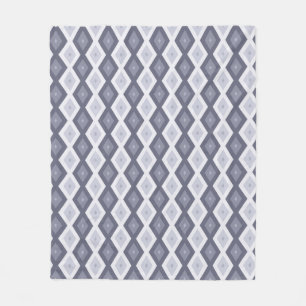 Shades of blue grey diamond pattern fleece blanket