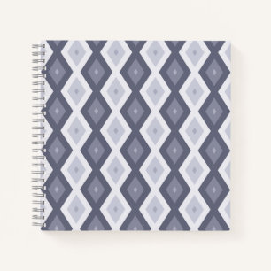 Shades of blue grey diamond pattern notebook