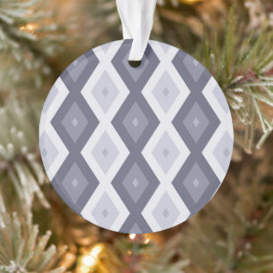 Shades of blue grey diamond pattern ornament