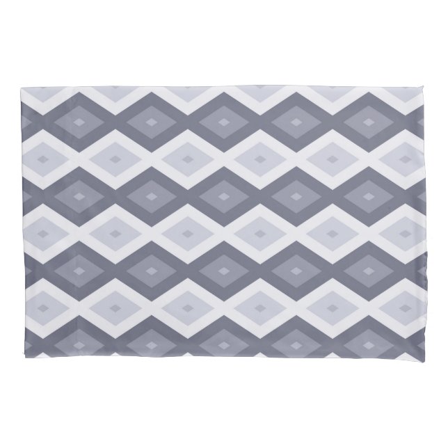 Shades of blue grey diamond pattern pillowcase (Front)