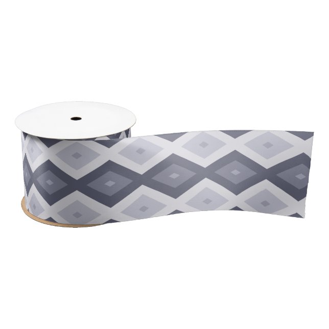 Shades of blue grey diamond pattern satin ribbon (Spool)