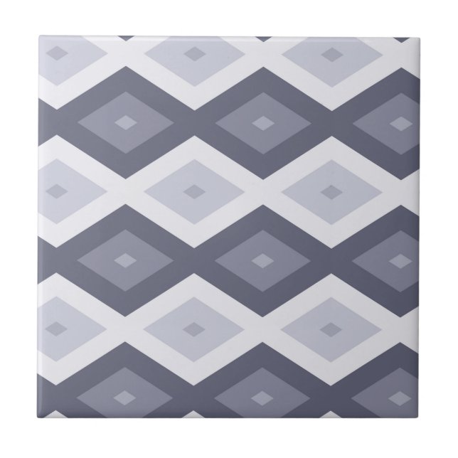 Shades of blue grey diamond pattern tile (Front)