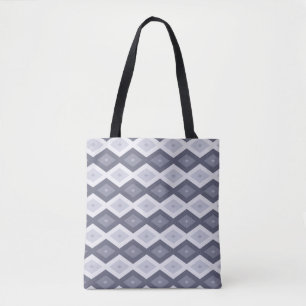 Shades of blue grey diamond pattern tote bag