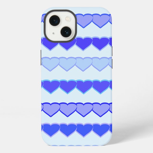 Shades of Blue Heart Rows iPhone Case (Back)