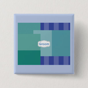 Shades of Blue in squares&rectangles 2 Inch Square Button