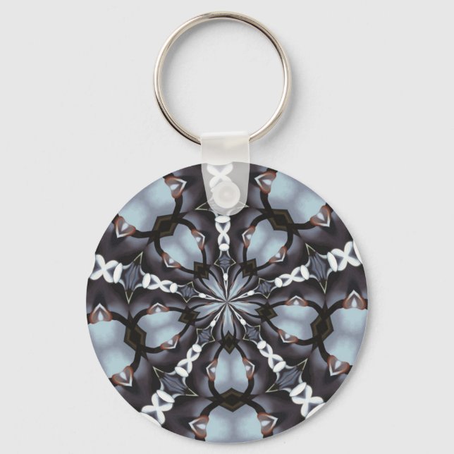 Shades of Blue Kaleidoscope Keychain (Front)