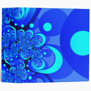 Shades of Blue Modern Abstract Fractal Art Binder