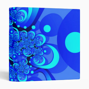 Shades of Blue Modern Abstract Fractal Art Binder