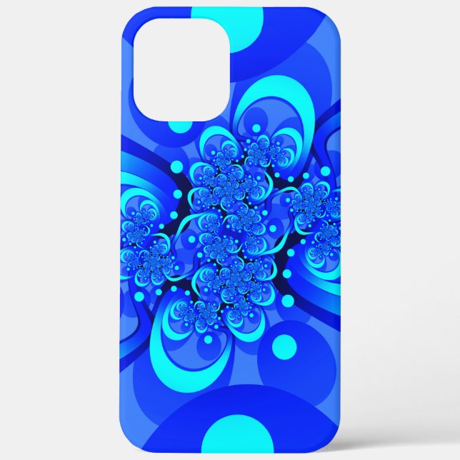 Shades of Blue Modern Abstract Fractal Art Case-Mate iPhone Case (Back)