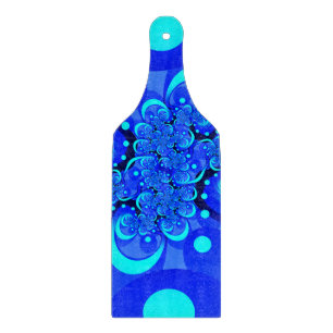 Shades of Blue Modern Abstract Fractal Art Cutting Board