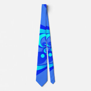 Shades of Blue Modern Abstract Fractal Art Tie