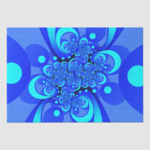 Shades of Blue Modern Abstract Fractal Art Tissue Paper