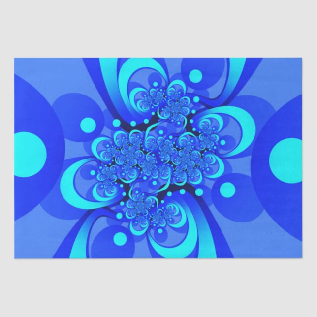Shades of Blue Modern Abstract Fractal Art Tissue Paper (Front)