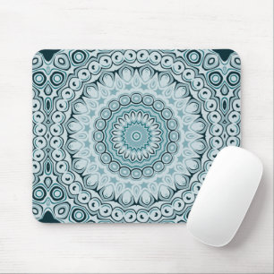 Shades of Blue Nautical Mandala Design Mouse Pad