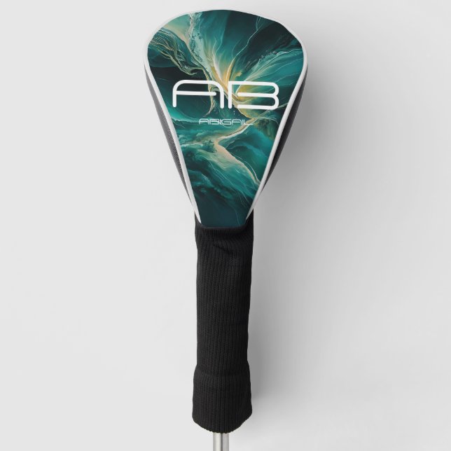 Shades of Blue: Ocean Dreams Personalizable Golf Head Cover (Front)