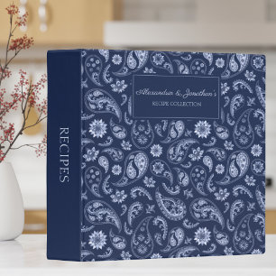 Shades of Blue Paisley Monogram Recipe Binder